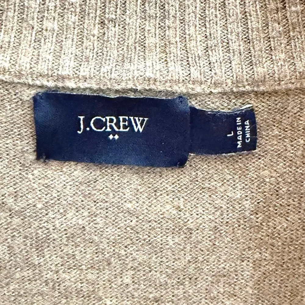 J. Crew men’s merino wool cotton blend 1/4 zip size large brown